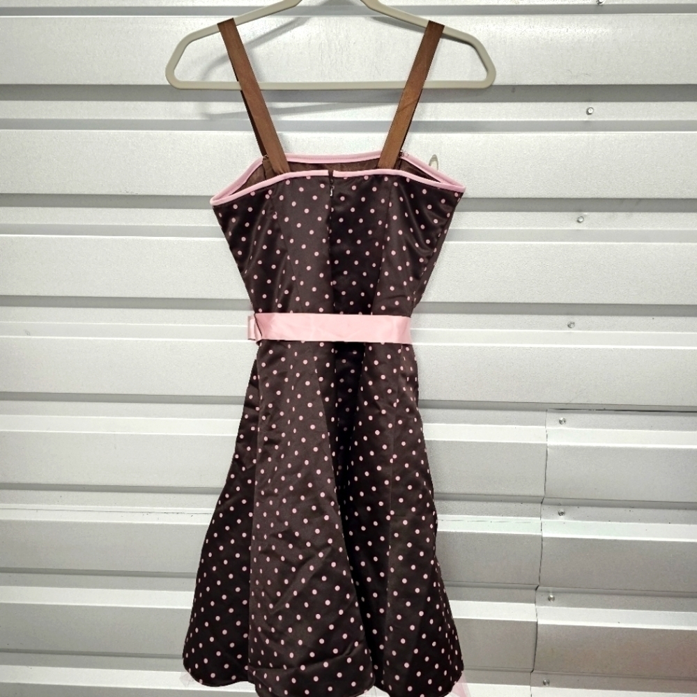 Vtg Gunne Sax Jessica McClintock Satin Polka-dot Midi Dress Barbiecore - Picture 5 of 9